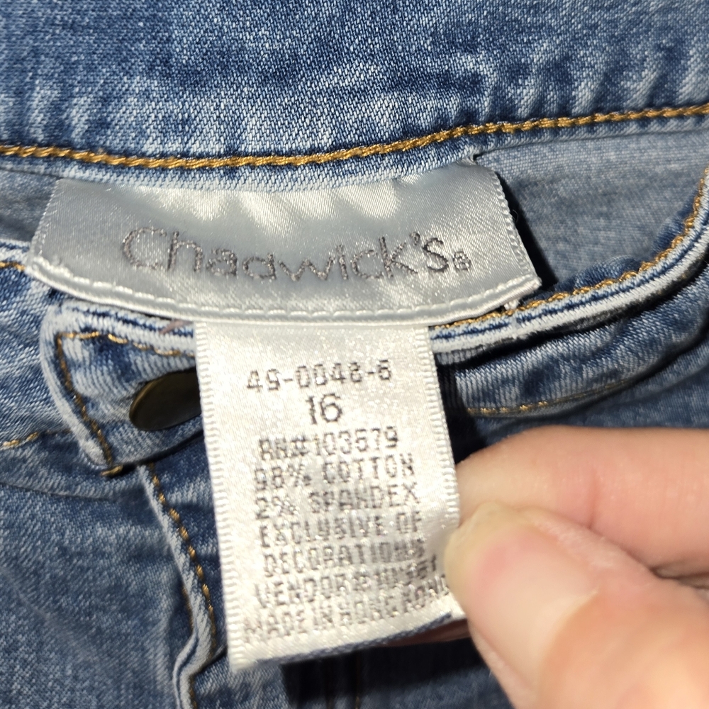 Women's Chadwicks Floral Embroidered 5 Pocket Jeans Size 16 - Picture 10 of 11